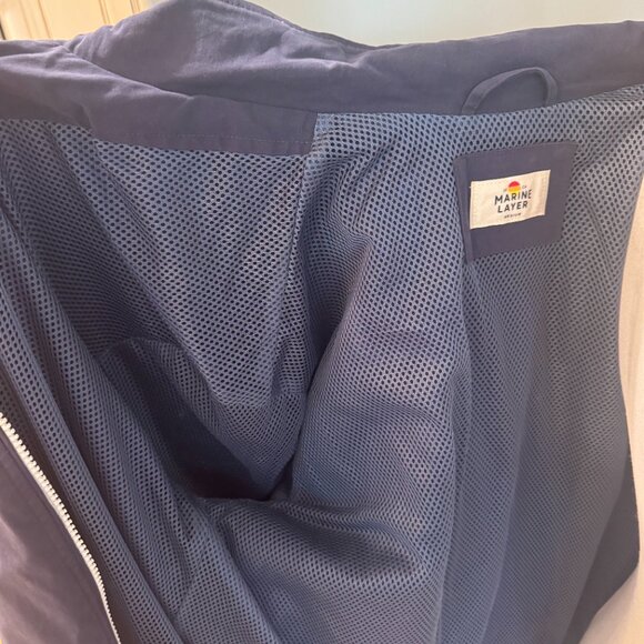 Marine Layer Freeman Mens Navy Blue Track Jacket Full Zip Casual Active Coat - Picture 4 of 4